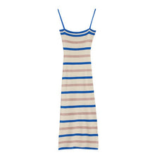 Striped Knitted Sling Dress Women