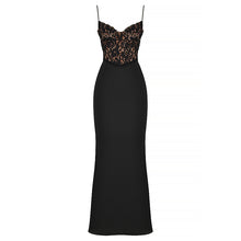 Lace High Waist Long Dress Deep V Strap Fishtail Gown
