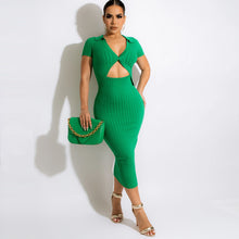 Women's Temperament Casual Lapel Short Sleeve Skinny Hip Skirt