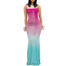 Women's Fashion Casual Slim Digital Printing Long Dress