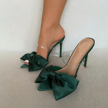 Large Size Toe Women's Stiletto Pointed Bow Net Red High Heels
