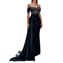 Tube Top Lace Off-neck Fishtail Slit Evening Dress